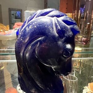 Elegant MCM Blue Horse Head  sculpture forged in stone Rare Find
